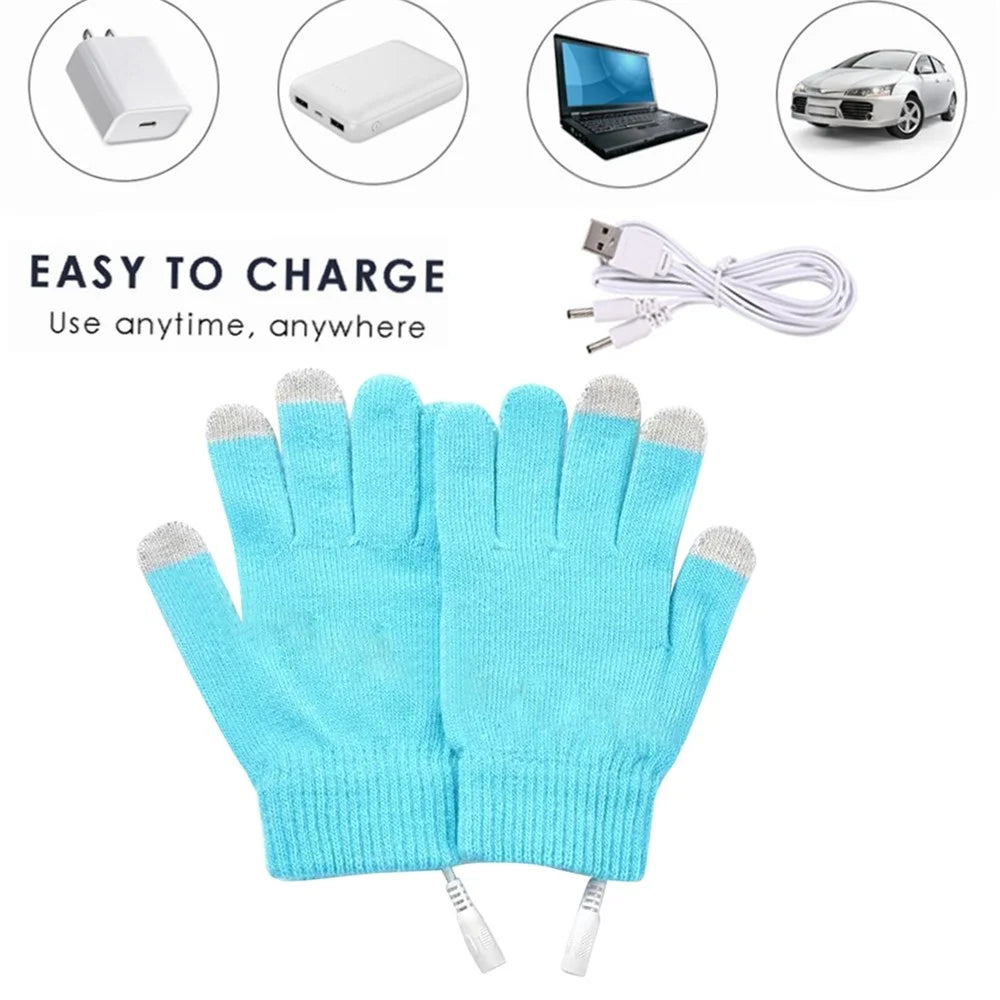 1 Pair Winter Heated Riding Gloves USB Charging Warm Hand Gloves for Outdoor Activities Constant Temperature Windproof Mittens - Blue - 3