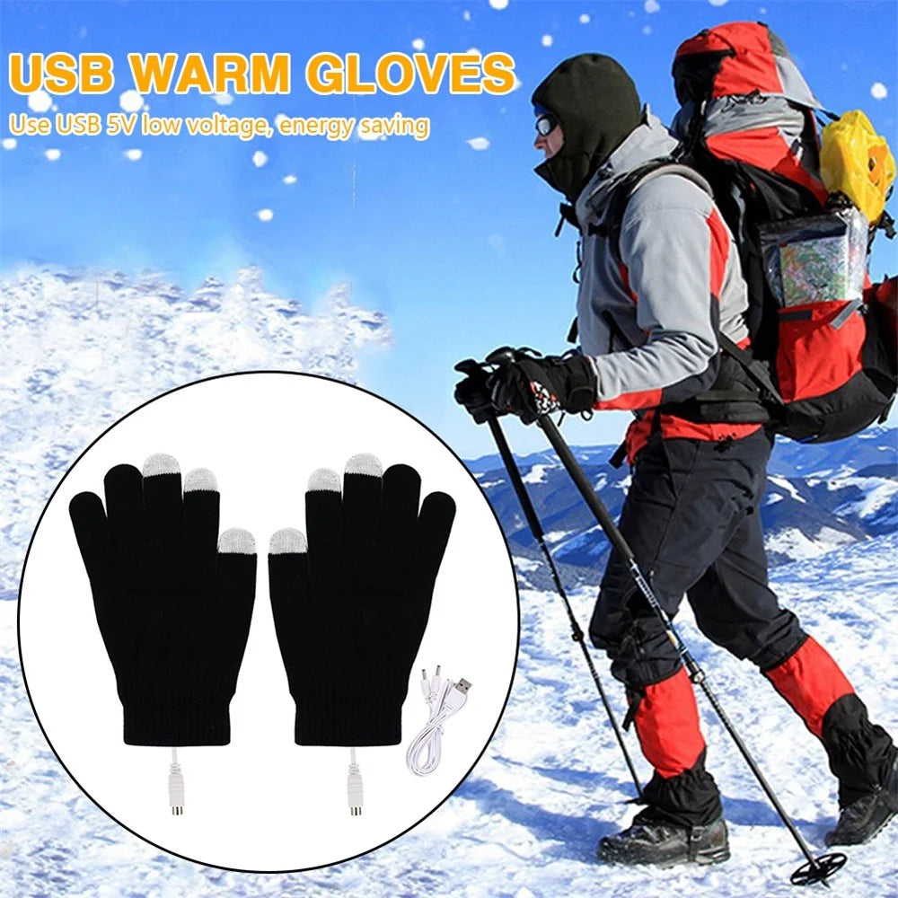 1 Pair Winter Heated Riding Gloves USB Charging Warm Hand Gloves for Outdoor Activities Constant Temperature Windproof Mittens - Blue - 4