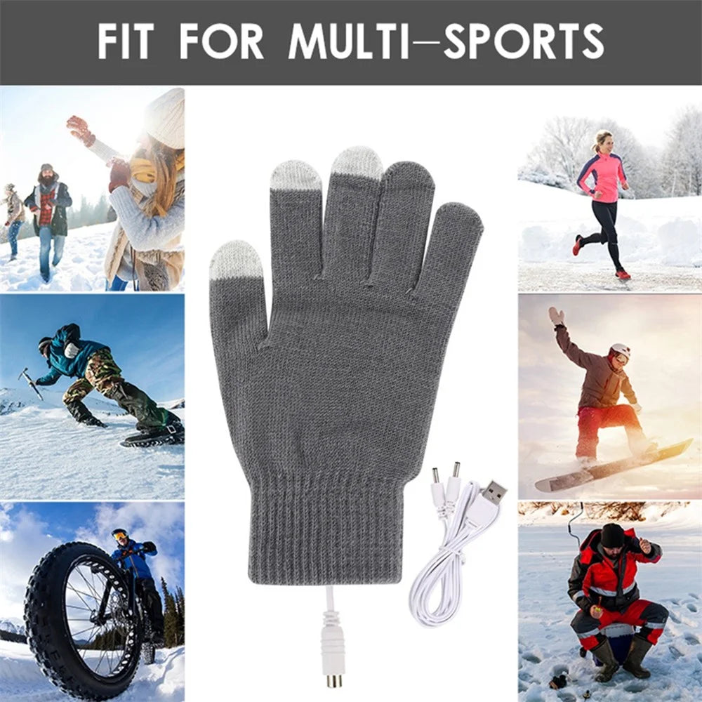 1 Pair Winter Heated Riding Gloves USB Charging Warm Hand Gloves for Outdoor Activities Constant Temperature Windproof Mittens - Blue - 5