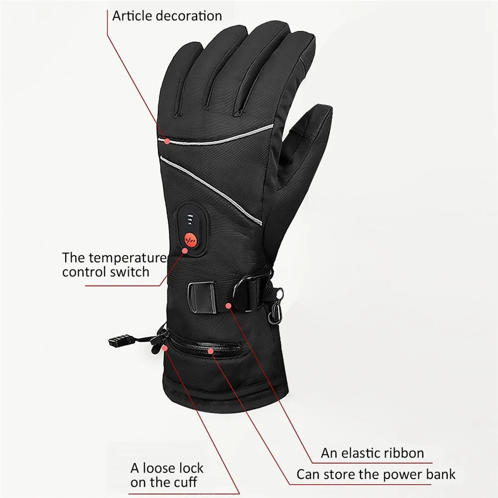 1 Pair Electric Heated Gloves Portable Battery Heating Thermal Gloves Touchscreen Function Hand Warmer for Cycling Hiking Snowboarding Outdoor Winter Sports - 6