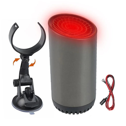 Car Window Defroster Demister Fast Heating Car Warm Air Blower Portable Purifier Fan Cup Shape Car Heater Cooler with Current-Limiting Cable / Rotating Sucker Base - 1
