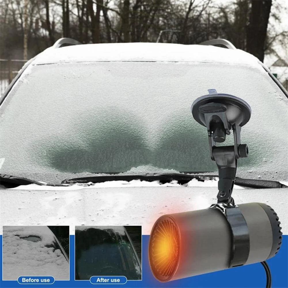 Car Window Defroster Demister Fast Heating Car Warm Air Blower Portable Purifier Fan Cup Shape Car Heater Cooler with Current-Limiting Cable / Rotating Sucker Base - 2