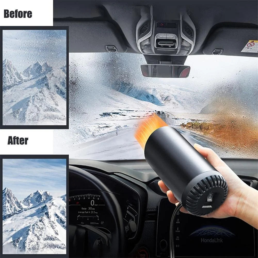 Car Window Defroster Demister Fast Heating Car Warm Air Blower Portable Purifier Fan Cup Shape Car Heater Cooler with Current-Limiting Cable / Rotating Sucker Base - 4