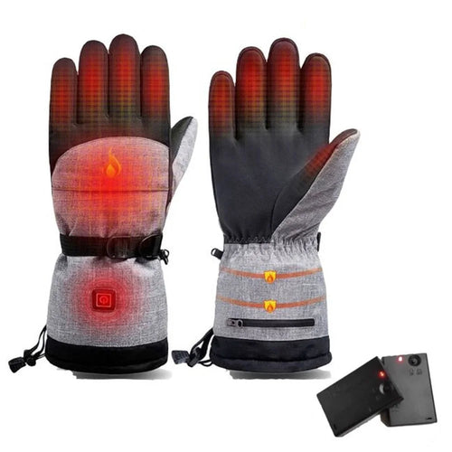 1 Pair Winter Waterproof Heating Hand Warmer Touch Screen Electric Thermal Gloves for Snowboard Cycling Ski (with Battery Box) - 1