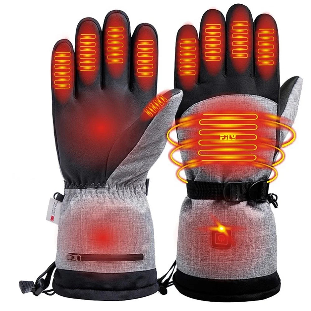 1 Pair Winter Waterproof Heating Hand Warmer Touch Screen Electric Thermal Gloves for Snowboard Cycling Ski (with Battery Box) - 2