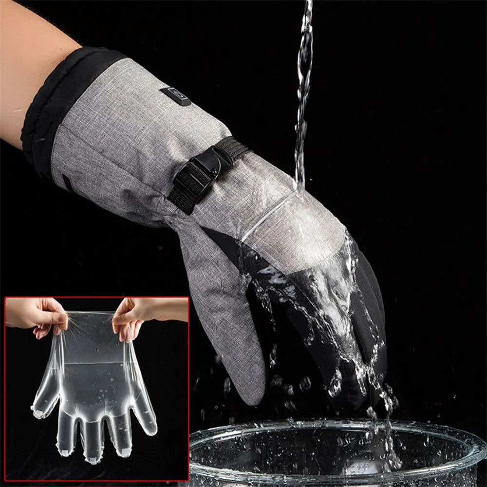 1 Pair Winter Waterproof Heating Hand Warmer Touch Screen Electric Thermal Gloves for Snowboard Cycling Ski (with Battery Box) - 5