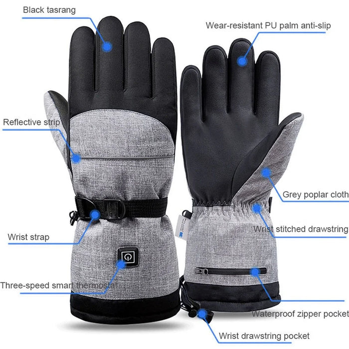1 Pair Touch Screen Electric Thermal Gloves Winter Waterproof Heating Hand Warmer for Snowboard Cycling Ski (with Battery) - 3