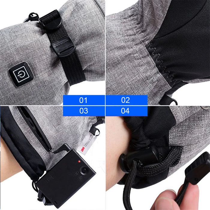 1 Pair Touch Screen Electric Thermal Gloves Winter Waterproof Heating Hand Warmer for Snowboard Cycling Ski (with Battery) - 6