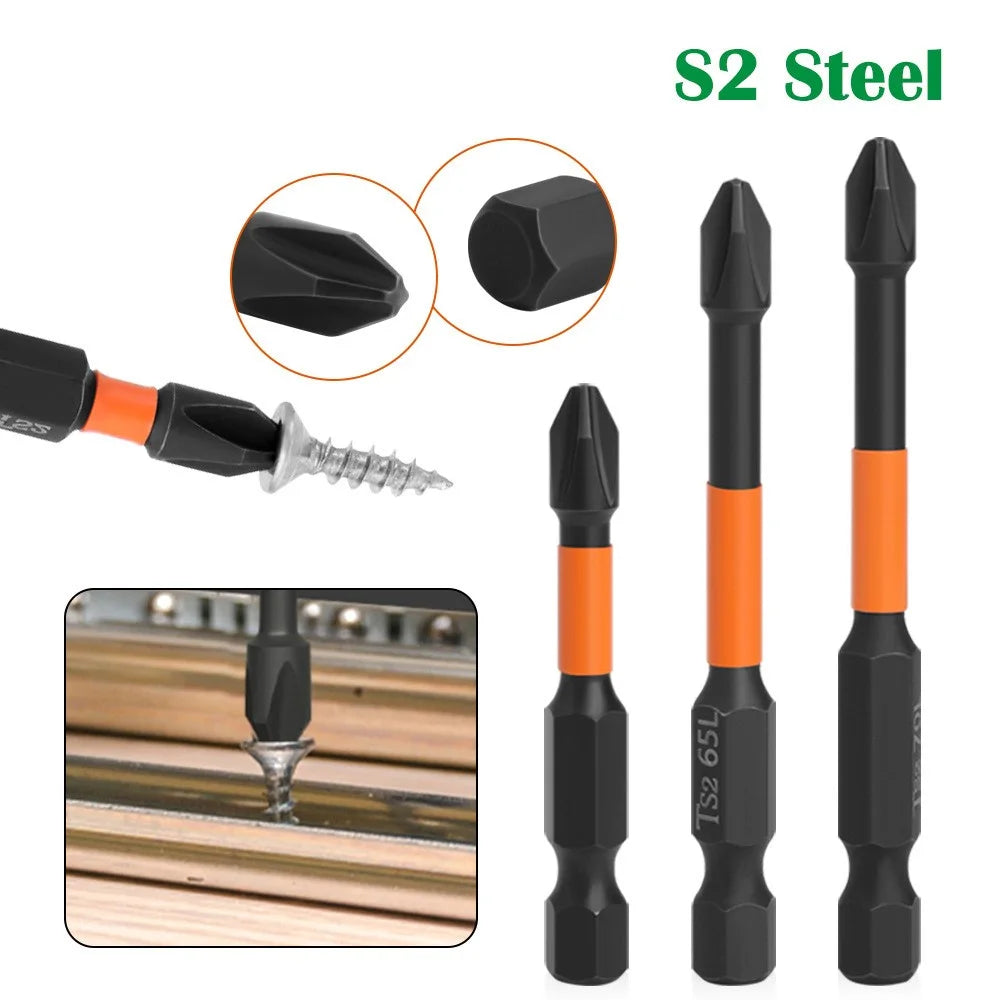 6Pcs 25 / 50 / 65 / 70 / 90 / 150mm Magnetic Cross Screwdriver Bit Electric Drill Bit Power Screwdriver Bit - 2
