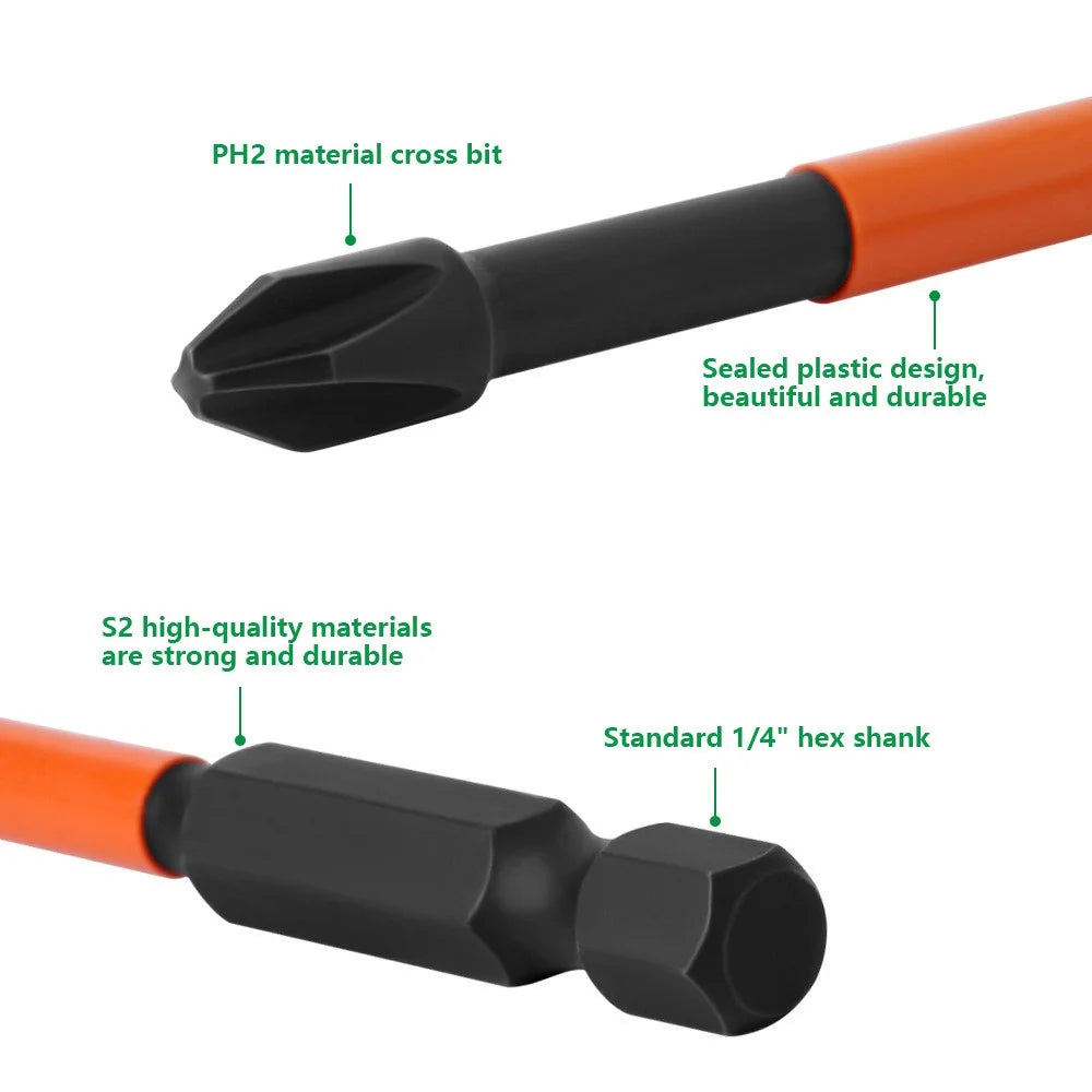 6Pcs 25 / 50 / 65 / 70 / 90 / 150mm Magnetic Cross Screwdriver Bit Electric Drill Bit Power Screwdriver Bit - 3