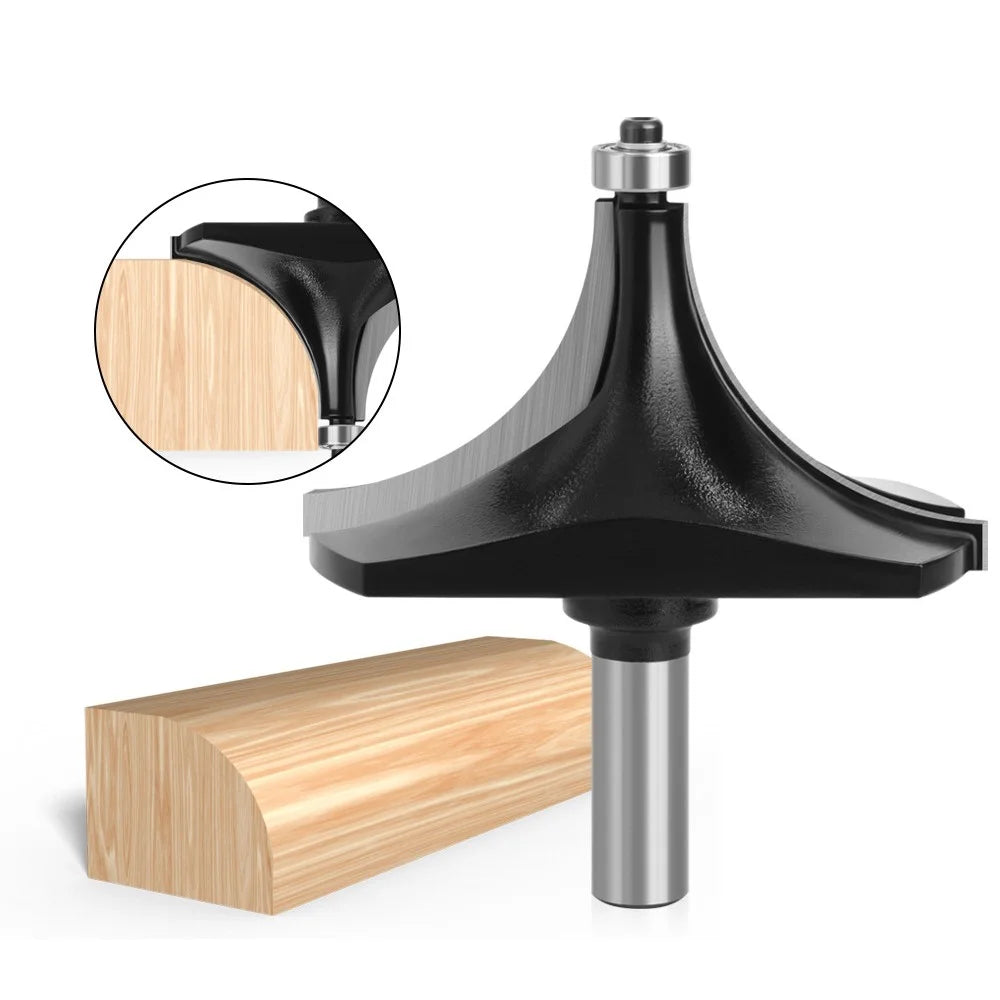 1 / 2 Inch Shank High Hardness Round Over Bit Tungsten Steel Alloy Cutter Wood Line Edge Trimmer for Woodworking - Black - 2