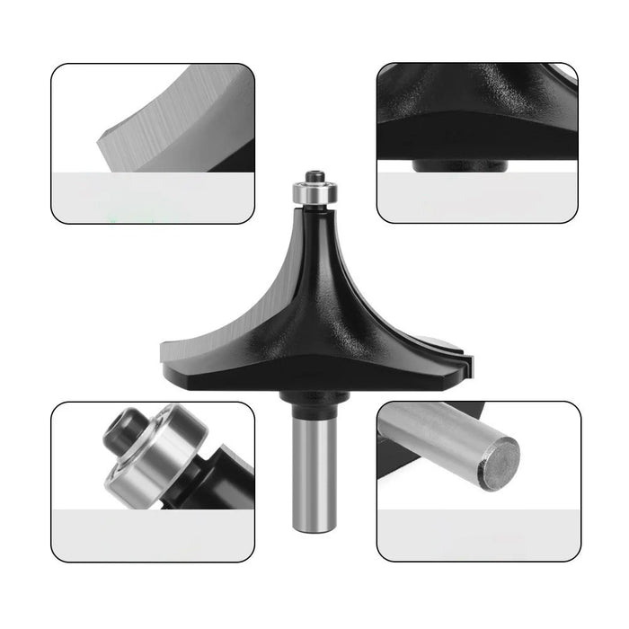 12mm Shank Tungsten Steel Alloy Round Over Bit Woodworking Cutter Wood Line Edge Trimmer - Black - 4