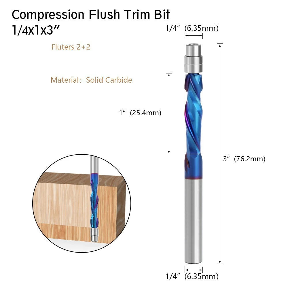 3Pcs 1 / 4" Shank Alloy Woodworking Milling Cutter Set Woodworker Router Bit Tools Carving Cutter for Wood, MDF - 2