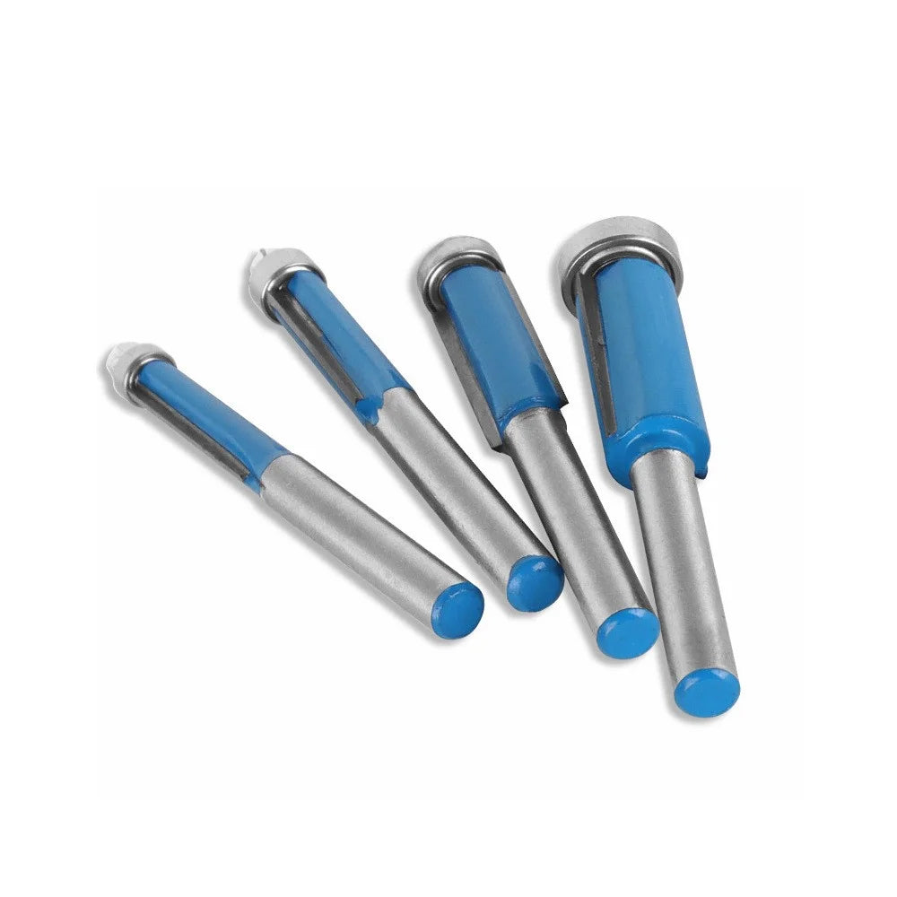 1 / 4 Inch Shank Tungsten Steel Alloy Cutter Wood Single Bearing Blue Straight Trimmers Router - 1 / 4x1 / 2x25.4 - 3