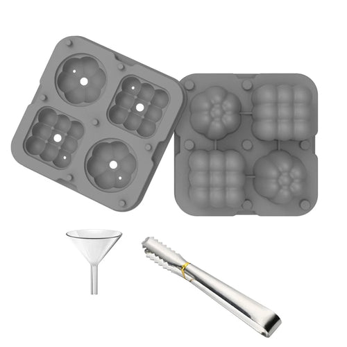 2 in 1 Ice Cube Tray Reusable Silicone Ice Making Mold with Funnel + Ice Clamp (BPA Free, No FDA Certificate) - Grey - 1