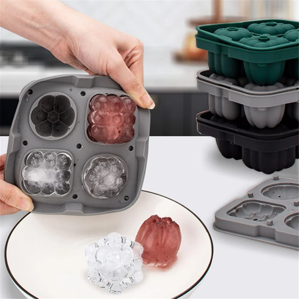 2 in 1 Ice Cube Tray Reusable Silicone Ice Making Mold with Funnel + Ice Clamp (BPA Free, No FDA Certificate) - Grey - 3