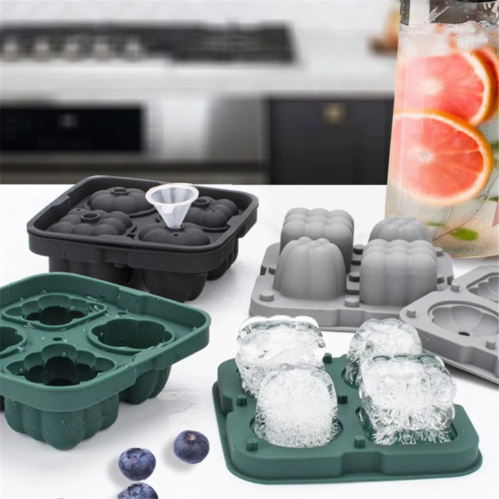 2 in 1 Silicone Ice Cube Tray Ice Making Mold with Funnel (BPA Free, No FDA Certificate) - Grey - 2