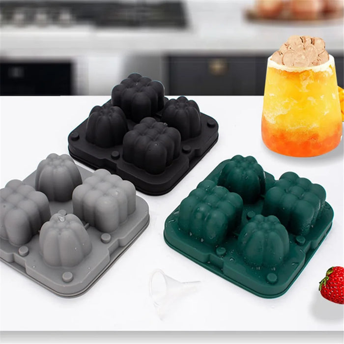 2 in 1 Silicone Ice Cube Tray Ice Making Mold with Funnel (BPA Free, No FDA Certificate) - Grey - 7