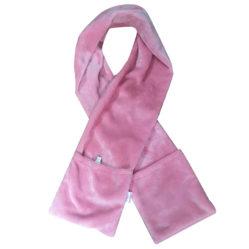 Mink Fleece USB Heated Neck Wrap Winter Electric Heating Warm Scarf with Hand Pocket - Pink - 1