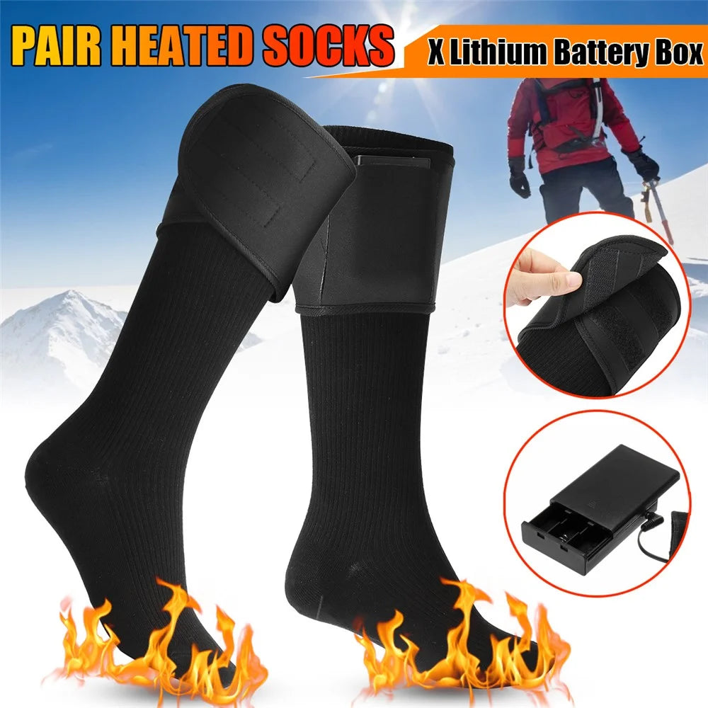 Winter Heated Stretch Socks Electric Heating Socks Long Tube Heated Sock for Outdoor Skiing (Size 36-43) - 2