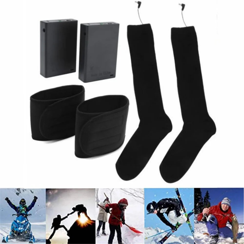 Winter Heated Stretch Socks Electric Heating Socks Long Tube Heated Sock for Outdoor Skiing (Size 36-43) - 4