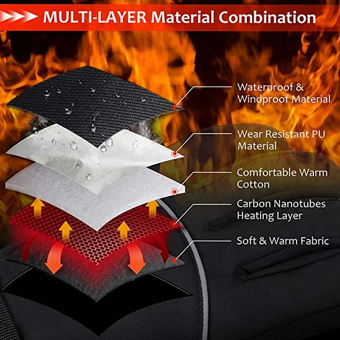 1 Pair Touch Screen Heating Gloves Multi-Function Temperature Adjustable Electric Thermal Gloves for Snowboard Cycling Ski (No Battery) - 4