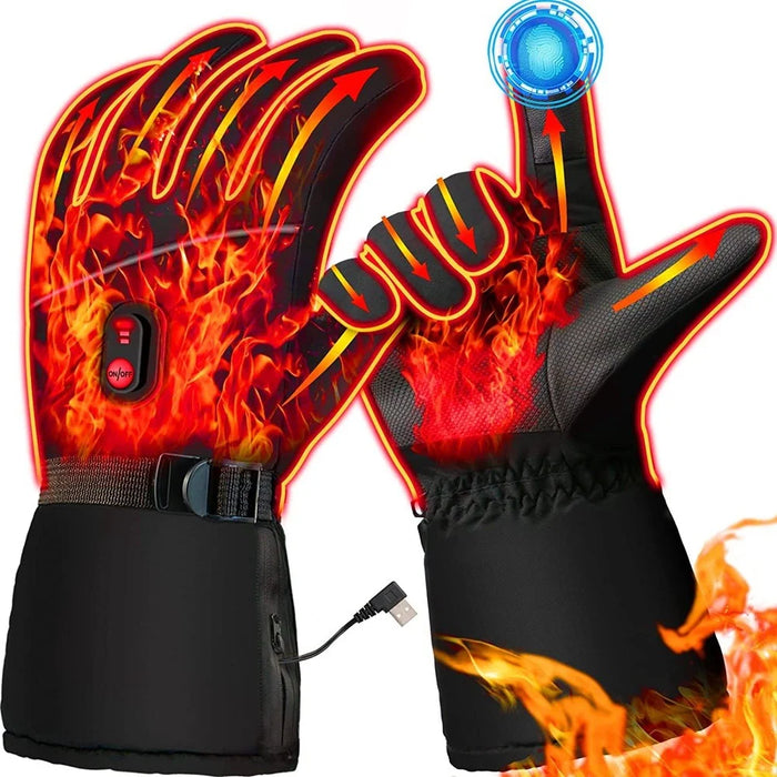 1 Pair Touch Screen Heating Gloves Multi-Function Temperature Adjustable Electric Thermal Gloves for Snowboard Cycling Ski (No Battery) - 5
