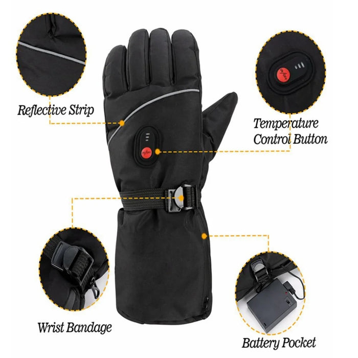 1 Pair Touch Screen Heating Gloves Multi-Function Temperature Adjustable Electric Thermal Gloves for Snowboard Cycling Ski (No Battery) - 7