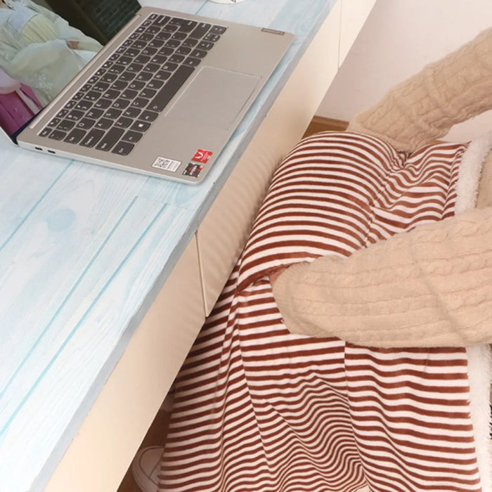 3-Gear USB Electric Heating Blanket Office Home Body Warm Heated Blanket Shawl with Hand Pocket - Coffee - 3