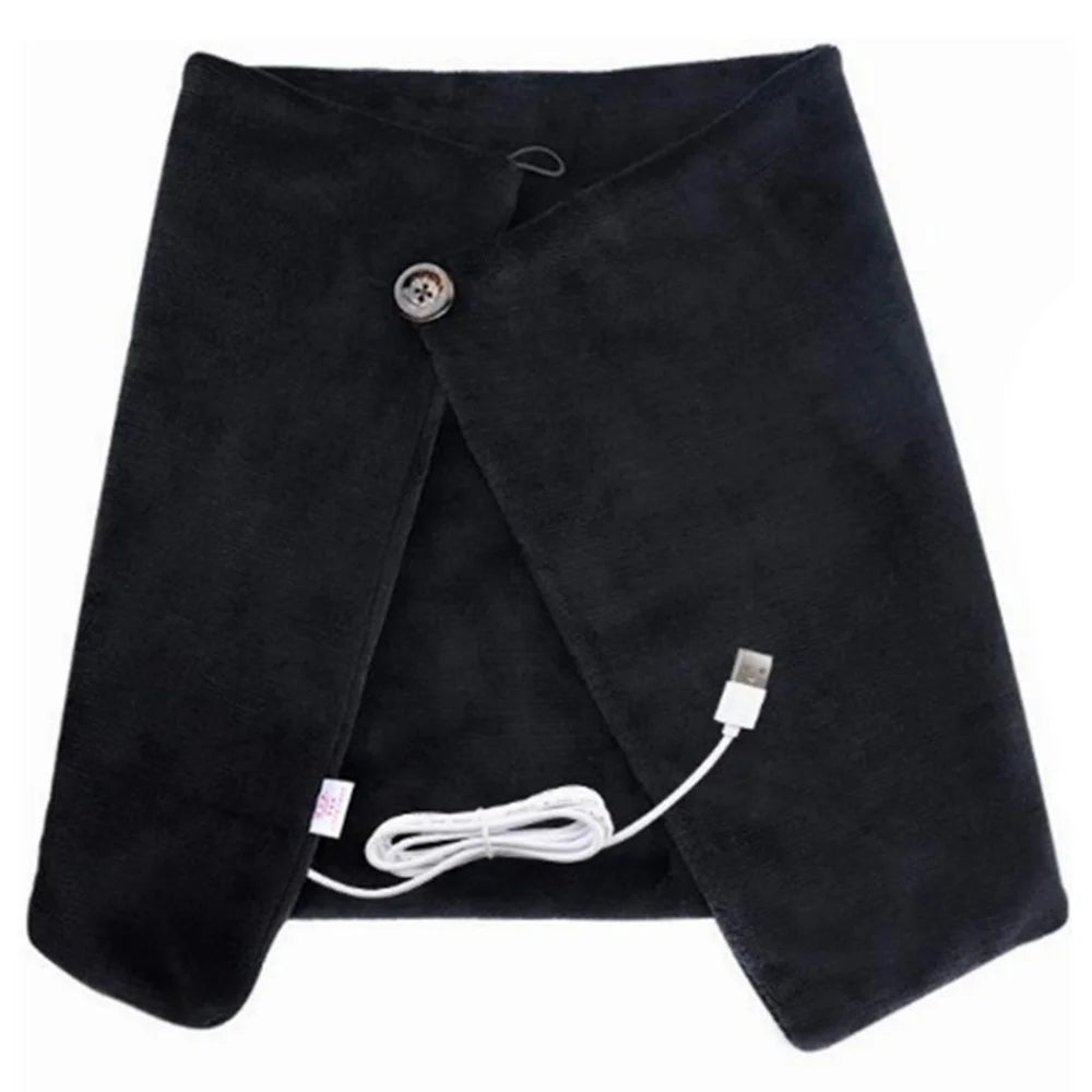 USB Electric Heating Shawl Blanket Seat Cushion Winter Soft Warm Heated Shawl - Black - 1