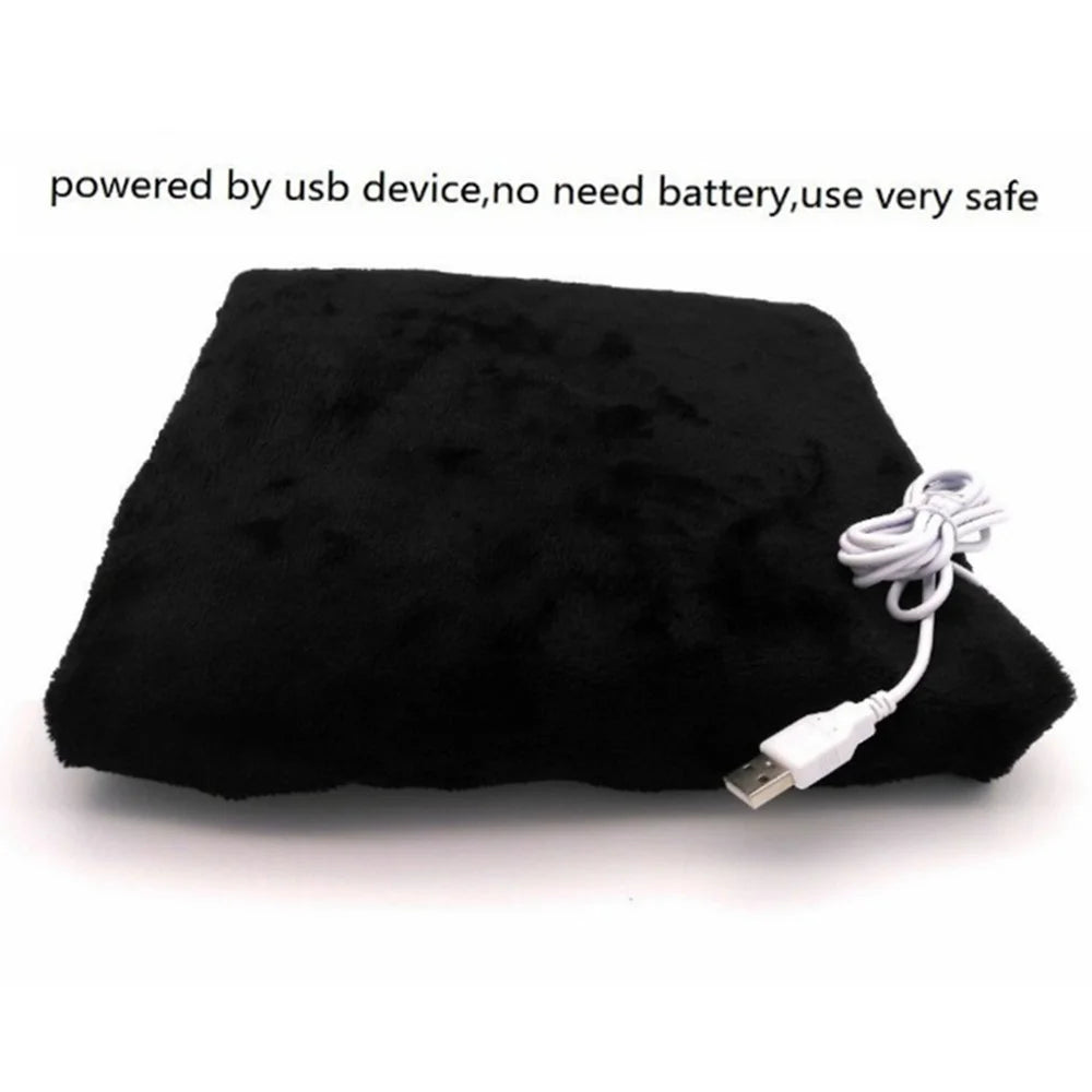 USB Electric Heating Shawl Blanket Seat Cushion Winter Soft Warm Heated Shawl - Black - 2