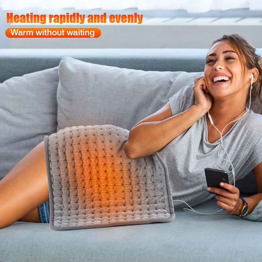 HAILICARE Electric Heating Pad Washable Blanket Body Heated Mat Winter Warmer Cushion with 3 Gear Timing (CE) - UK Plug - 4