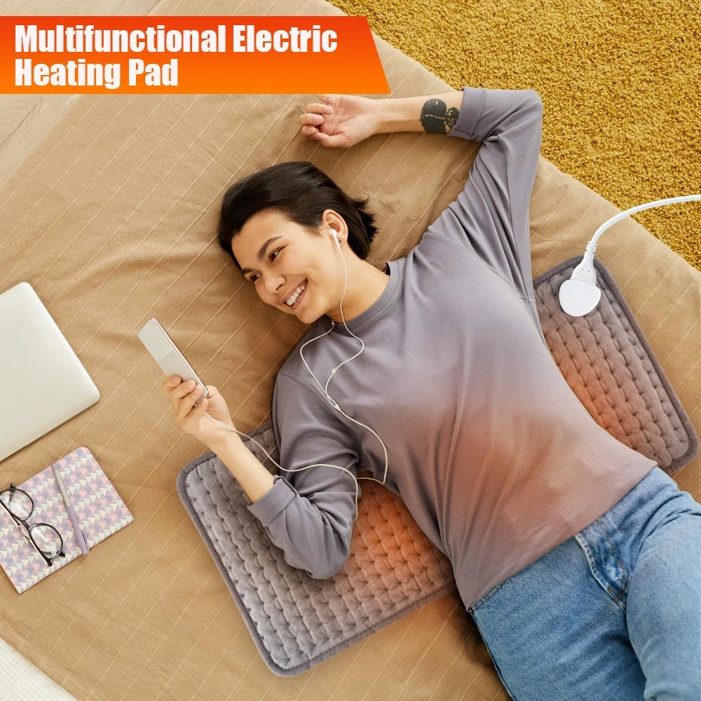 HAILICARE Electric Heating Pad Washable Blanket Body Heated Mat Winter Warmer Cushion with 3 Gear Timing (CE) - UK Plug - 6