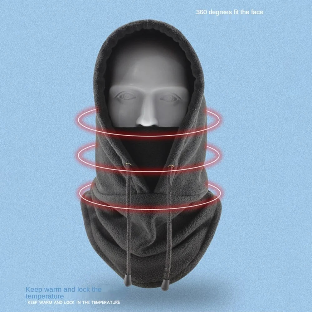 TT-DT Polar Fleece Balaclava Face Mask Windproof Neck Scarf Hood Warmer for Winter Outdoor Sports - Black - 2