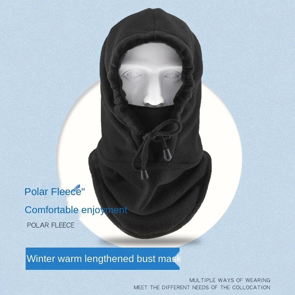 TT-DT Polar Fleece Balaclava Face Mask Windproof Neck Scarf Hood Warmer for Winter Outdoor Sports - Black - 3