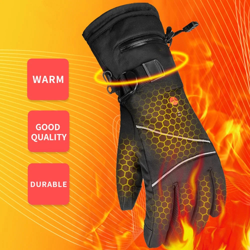 1 Pair Electric Heating Cycling Gloves Touch Screen Full Finger Winter Warm Gloves with 2x4000mAh Batteries - 3