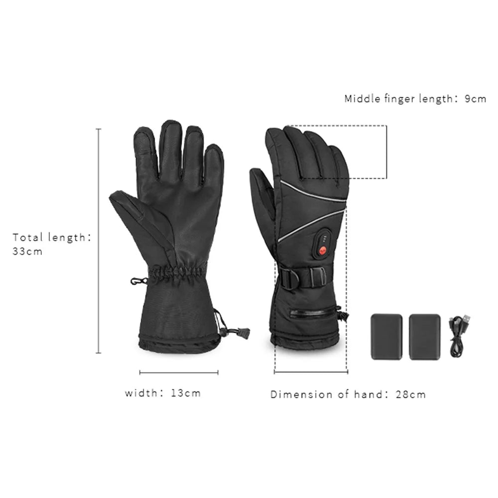 1 Pair Electric Heating Cycling Gloves Touch Screen Full Finger Winter Warm Gloves with 2x4000mAh Batteries - 7