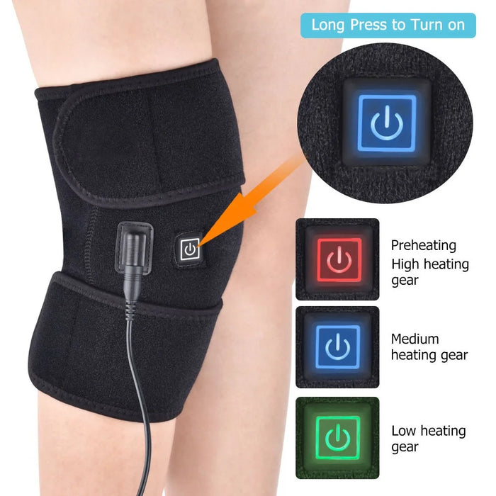 HAILICARE Electrothermal Knee Pads Mugwort Physical Therapy Heated Knee Pads Winter Legs Knee Warmer, USB Version - Black - 3