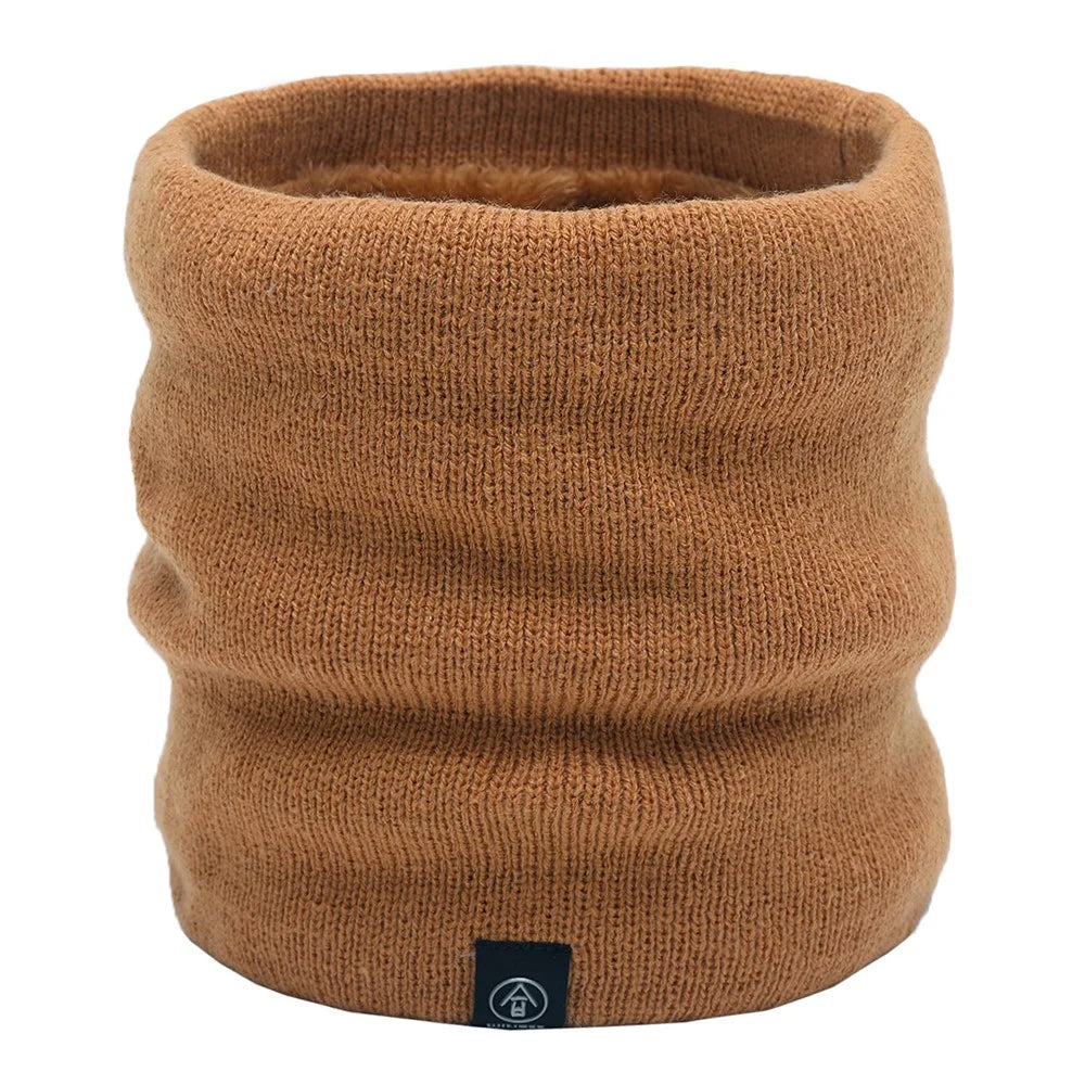 Winter Neck Warmer Fleece Neck Gaiter Thick Windproof Scarves for Women Men - Orange - 1