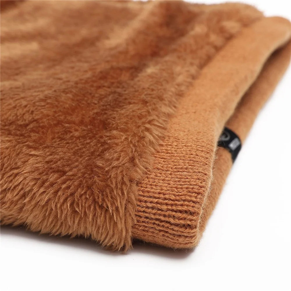 Winter Neck Warmer Fleece Neck Gaiter Thick Windproof Scarves for Women Men - Orange - 4