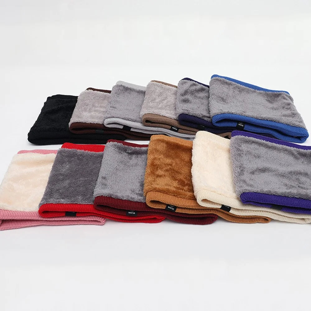 Winter Neck Warmer Fleece Neck Gaiter Thick Windproof Scarves for Women Men - Orange - 7