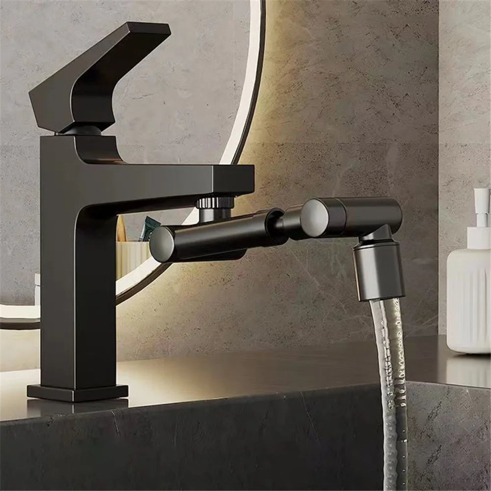 Two Modes Faucet Tap Aerator Splashproof Adjustable Arm 1440 Degree Rotating Kitchen Sink Faucet Extender - Black - 1
