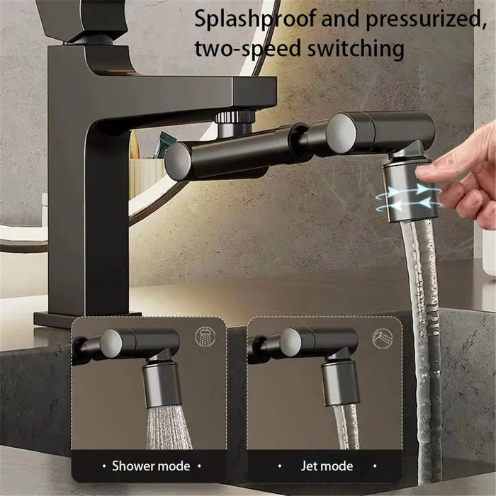 Two Modes Faucet Tap Aerator Splashproof Adjustable Arm 1440 Degree Rotating Kitchen Sink Faucet Extender - Black - 2
