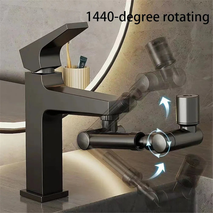 Two Modes Faucet Tap Aerator Splashproof Adjustable Arm 1440 Degree Rotating Kitchen Sink Faucet Extender - Black - 3