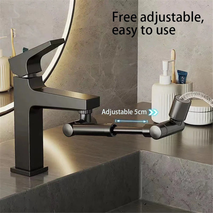 Two Modes Faucet Tap Aerator Splashproof Adjustable Arm 1440 Degree Rotating Kitchen Sink Faucet Extender - Black - 5