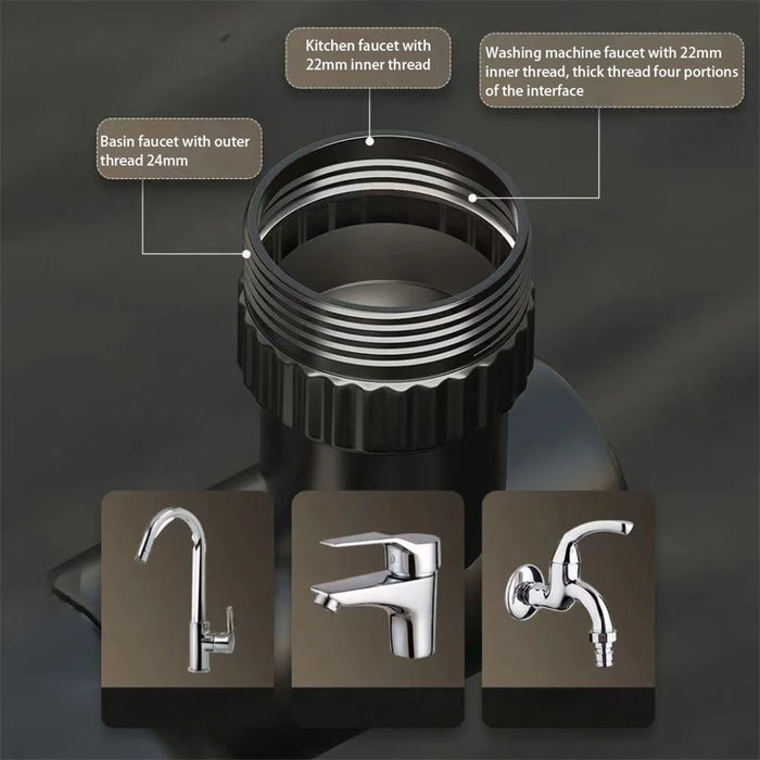 Two Modes Faucet Tap Aerator Splashproof Adjustable Arm 1440 Degree Rotating Kitchen Sink Faucet Extender - Black - 7