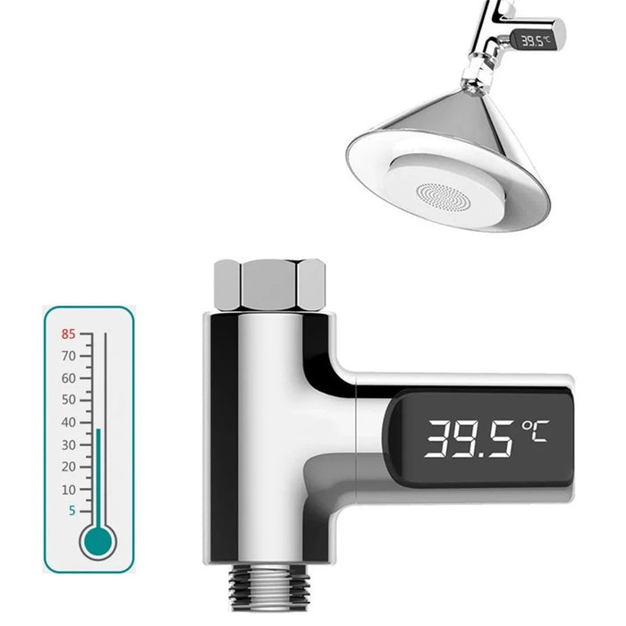 LED Digital Display Water Temperature Meter Gauge Bathroom Shower Thermometer, Electroplating Color - 2