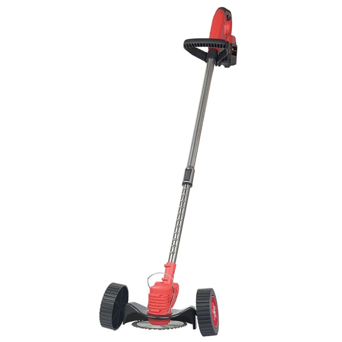 Wheel Design Lawn Mower Weed Wacker Electric Weed Trimmer Portable Weeding Machine with 24VH 6000mAh Battery - Black+Red / EU Plug - 1