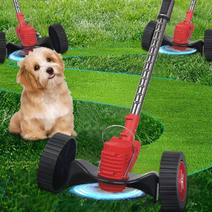 Wheel Design Lawn Mower Weed Wacker Electric Weed Trimmer Portable Weeding Machine with 24VH 6000mAh Battery - Black+Red / EU Plug - 2