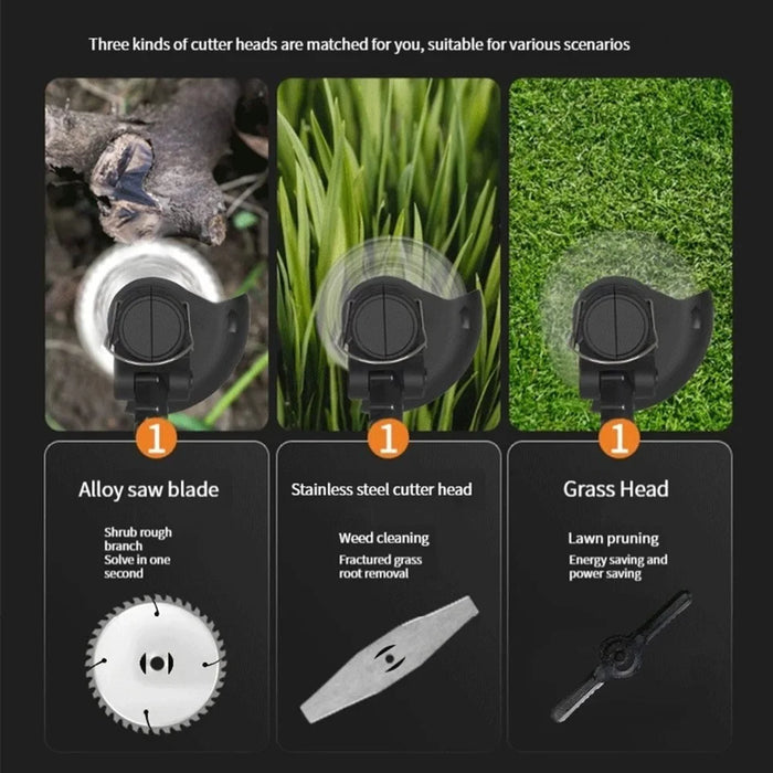Wheel Design Lawn Mower Weed Wacker Electric Weed Trimmer Portable Weeding Machine with 24VH 6000mAh Battery - Black+Red / EU Plug - 5